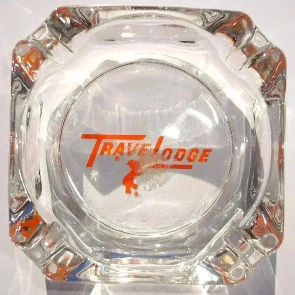 Vintage Clear Glass TRAVELODGE Square ASHTRAY - Picture 1 of 2